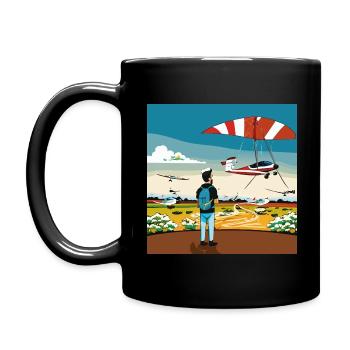 GuyWatchingPlanesThree - Full Colour Mug - black - Left