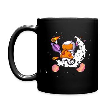 Astronaut isst Pizza im Weltraum - Tasse einfarbig - Schwarz - Links