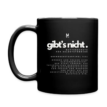 gibt's nicht. mutterschutz für selbstständige - Tasse einfarbig - Schwarz - Links