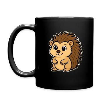 Süßer Igel im Cartoon-Stil - Tasse einfarbig - Schwarz - Links