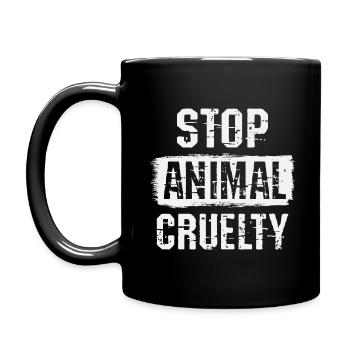 Stopp Tiermisshandlung - Tasse einfarbig - Schwarz - Links