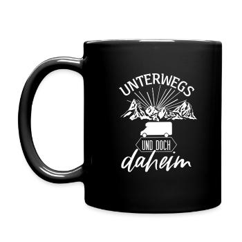Unterwegs und doch daheim - Tasse einfarbig - Schwarz - Links