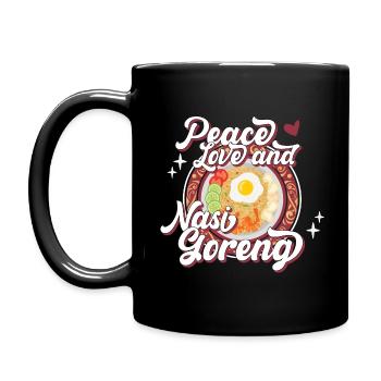 Peace Love and nasi goreng - Full Colour Mug - black - Left