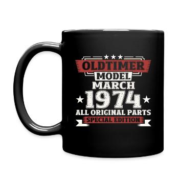 50th Birthday Classic Car March Vintage 1974 - Full Colour Mug - black - Left