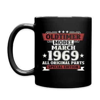 55. Geburtstag Oldtimer März Jahrgang 1969 - Tasse einfarbig - Schwarz - Links