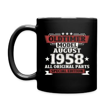 Oldtimer August 1958 Jahrgang 1958 66. Geburtstag - Tasse einfarbig - Schwarz - Links