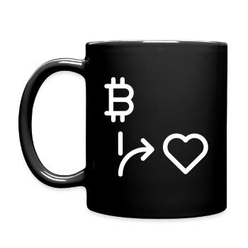 Minimal | Love vs Bitcoin - Full Colour Mug - black - Left