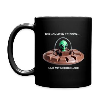 Alien comes with chocolate - Full Colour Mug - black - Left