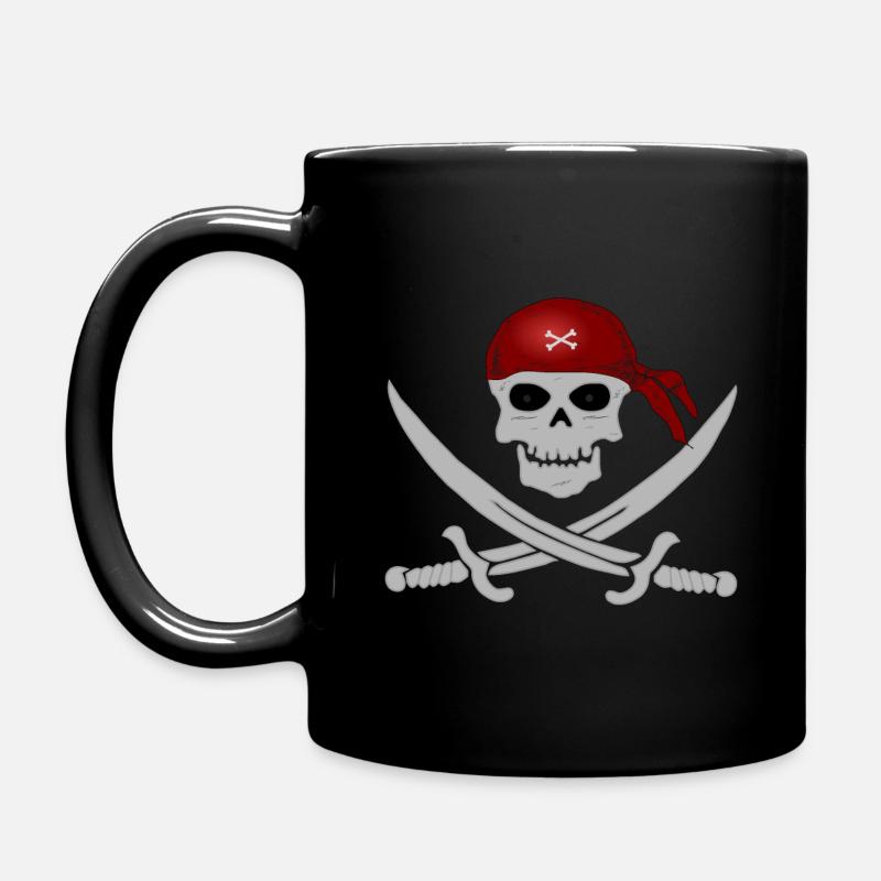 Pirate skull with crossed swords - Full Colour Mug - black