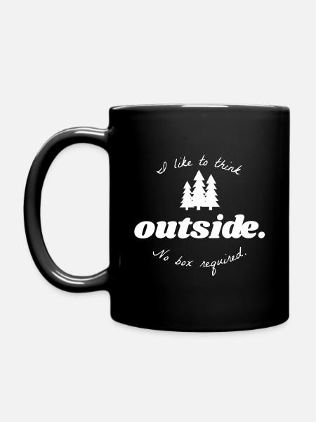 I like to think outside No box required love of nature - Full Colour Mug - black
