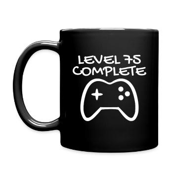 75 birthday - Level 75 Complete - Gamer 75 years - Full Colour Mug - black - Left