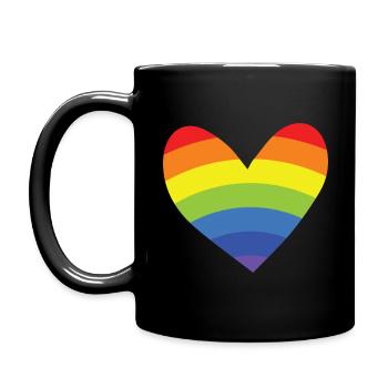 Regenbogen - Herz - Tasse einfarbig - Schwarz - Links