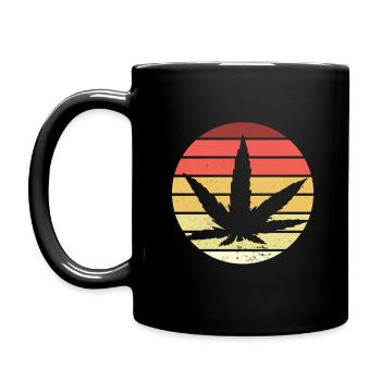 Cannabis Blatt Retro Sonnenuntergang - Tasse einfarbig - Schwarz - Links