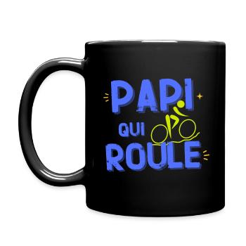 humour Velo Cadeau Papi qui roule cylciste - Mug uni - noir - Gauche
