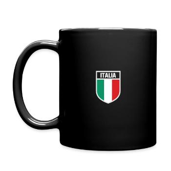 Italien - Nationalfahne im Wappen - Tasse einfarbig - Schwarz - Links