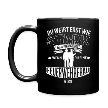 Feuerwehrfrau - Tasse einfarbig - Schwarz - Links