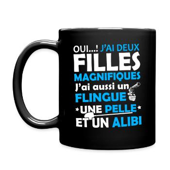 Tshirt pour Papa - J'ai deux Filles Magnifiques - Mug uni - noir - Gauche