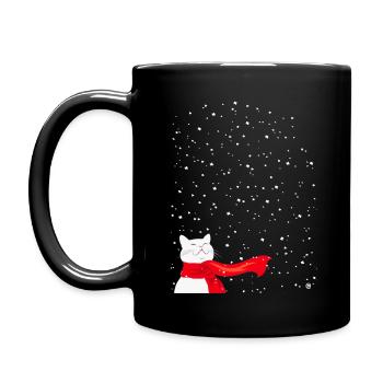 Schneekatze weiß - Tasse einfarbig - Schwarz - Links