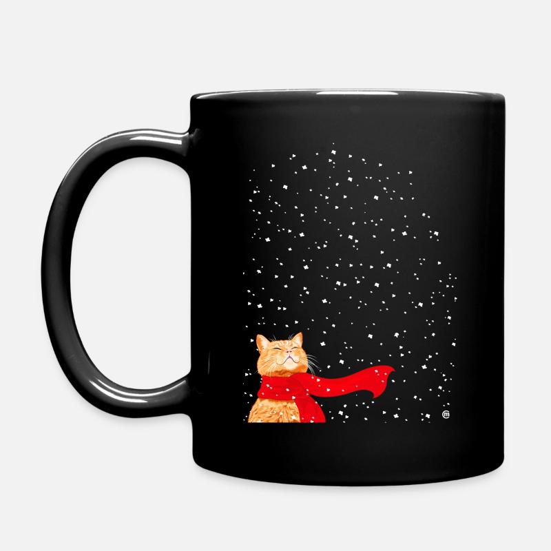 Schneekatze getigert - Tasse einfarbig - Schwarz