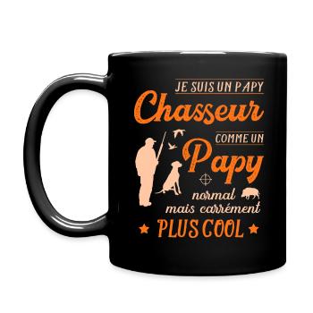 Papy Chasseur Cool Chasse Humour Orange Sanglier - Mug uni - noir - Gauche