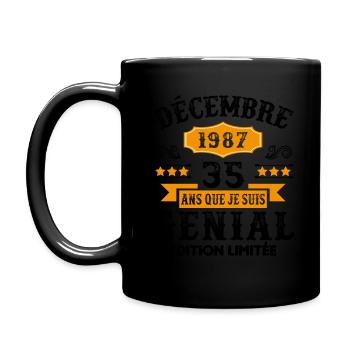 35 Ans Anniversaire Vintage Né(e) en Décembre 1987 - Mug uni - noir - Gauche