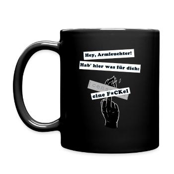 hier eine F*Ckel für dich (weiß auf schwarz) - Tasse einfarbig - Schwarz - Links