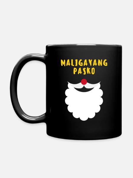Maligayang Pasko santa yellow - Ensfarvet krus - sort