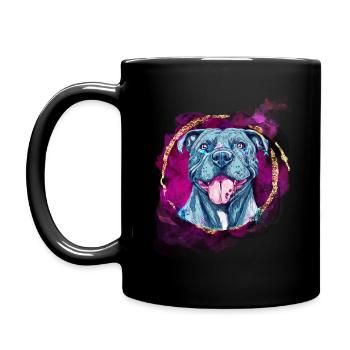 American Staffordshire Glitter and Gold - Tasse einfarbig - Schwarz - Links