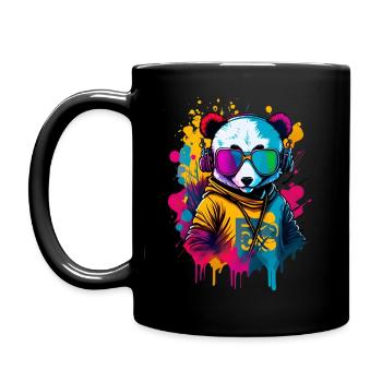 Der bunte Panda - Tasse einfarbig - Schwarz - Links