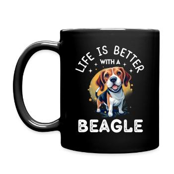 The life is better with a beagle - Full Colour Mug - black - Left