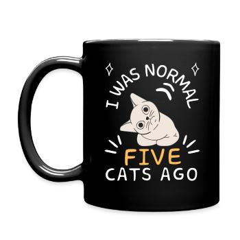I was normal five cats ago - Full Colour Mug - black - Left