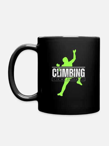 Climbing is my therapy - Full Colour Mug - black