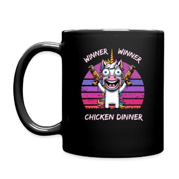 Gagnant Gagnant Dîner de poulet Licorne - Mug uni - noir - Gauche