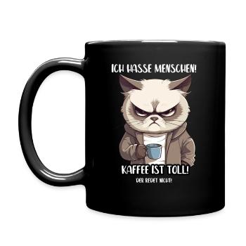 Kaffee redet nicht! Einzelgänger - Tasse einfarbig - Schwarz - Links