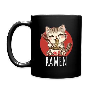 Ramen Kawaii Katze Japan Anime Manga Cat Neko - Tasse einfarbig - Schwarz - Links
