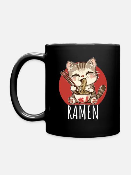 Ramen Kawaii Katze Japan Anime Manga Cat Neko - Tasse einfarbig - Schwarz
