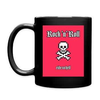 Ride to Hell - Verpixelter Rock 'n' Roll Totenkopf - Tasse einfarbig - Schwarz - Links