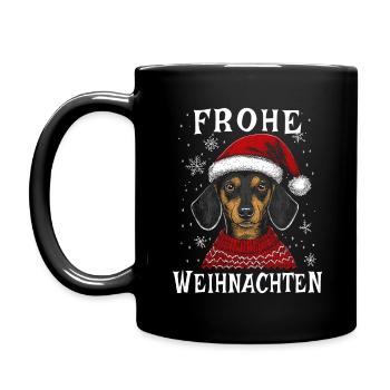 Frohe Weihnachten Dackel Liebe Für Hundeliebhaber - Tasse einfarbig - Schwarz - Links