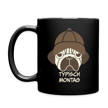 Montagblues mit Frenchie – Das Anti-Montag Design - Tasse einfarbig - Schwarz - Links