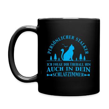 Katzen Tshirt Stalker - Tasse einfarbig - Schwarz - Links