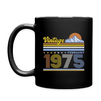 50th Birthday Gift Husband Original February 1975 - Full Colour Mug - black - Left