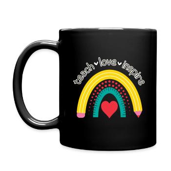 teach love inspire Lehrer Bleistift Lineal Beruf - Tasse einfarbig - Schwarz - Links