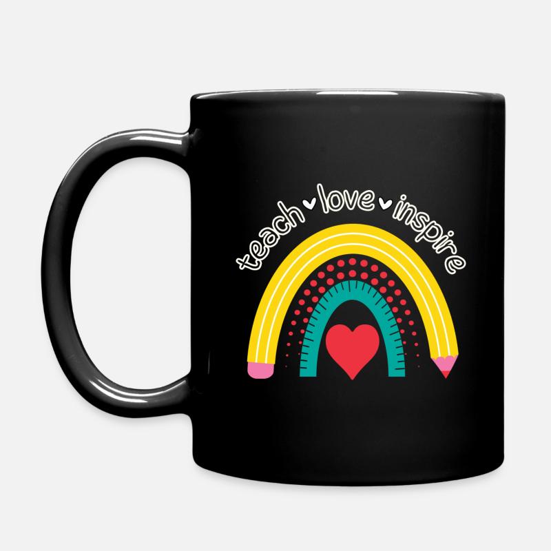 teach love inspire Lehrer Bleistift Lineal Beruf - Tasse einfarbig - Schwarz