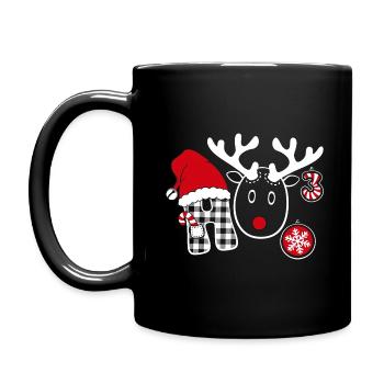 Ho Ho Ho Ugly Christmas Sweater ho hoch drei - Tasse einfarbig - Schwarz - Links