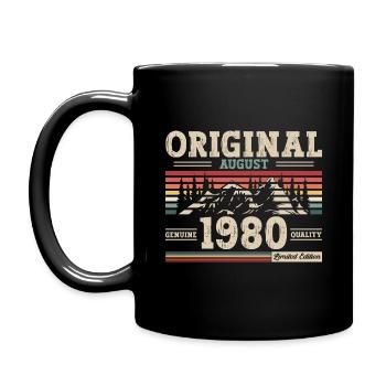44. Geburtstag Original August 1980 Jahrgang 1980 - Tasse einfarbig - Schwarz - Links