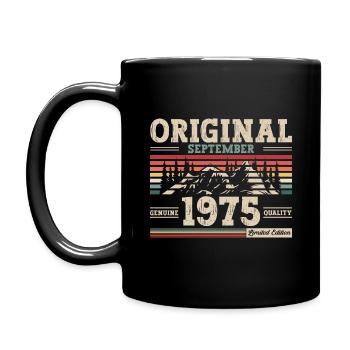 50. Geburtstag Vintage September 1975 Geschenkidee - Tasse einfarbig - Schwarz - Links
