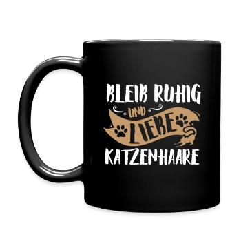 Katzen Shirt Katzenhaare - Tasse einfarbig - Schwarz - Links