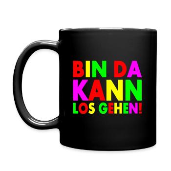 Bin da kann losgehen - Tasse einfarbig - Schwarz - Links