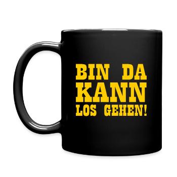 Bin da kann losgehen - Tasse einfarbig - Schwarz - Links