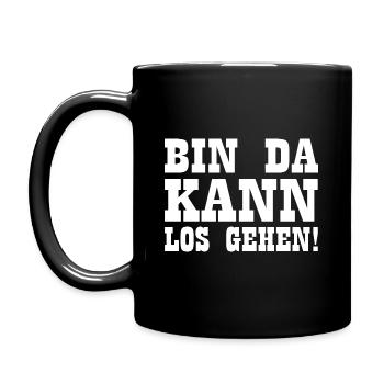 Bin da kann losgehen - Tasse einfarbig - Schwarz - Links